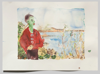 Papierarbeit Kuhlmann o.T.(Selbst vor Bucht-Studie/Kirchner)