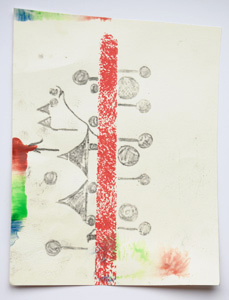 Papierarbeit Kuhlmann o.T.(mushrooms on I), 2018