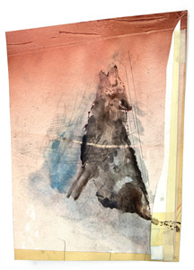 Papierarbeit Kuhlmann o.T. (howling wulf), 2017