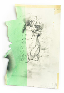Papierarbeit Kuhlmann o.T. (mein freund harvey mit Afro-Look), 2018